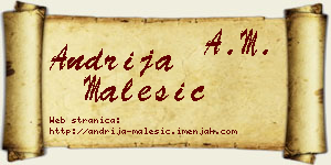 Andrija Malešić vizit kartica